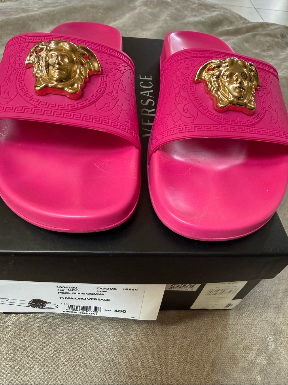 Versace Pink and Gold slides Great Condition